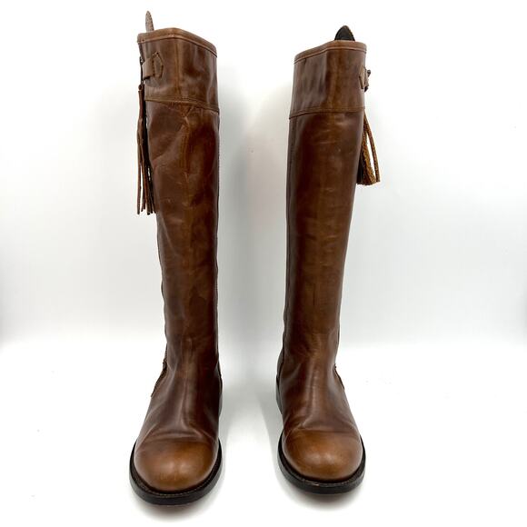 Anouk Riding Leather Knee High Boots Tassels Pirate Western - Picture 5 of 8